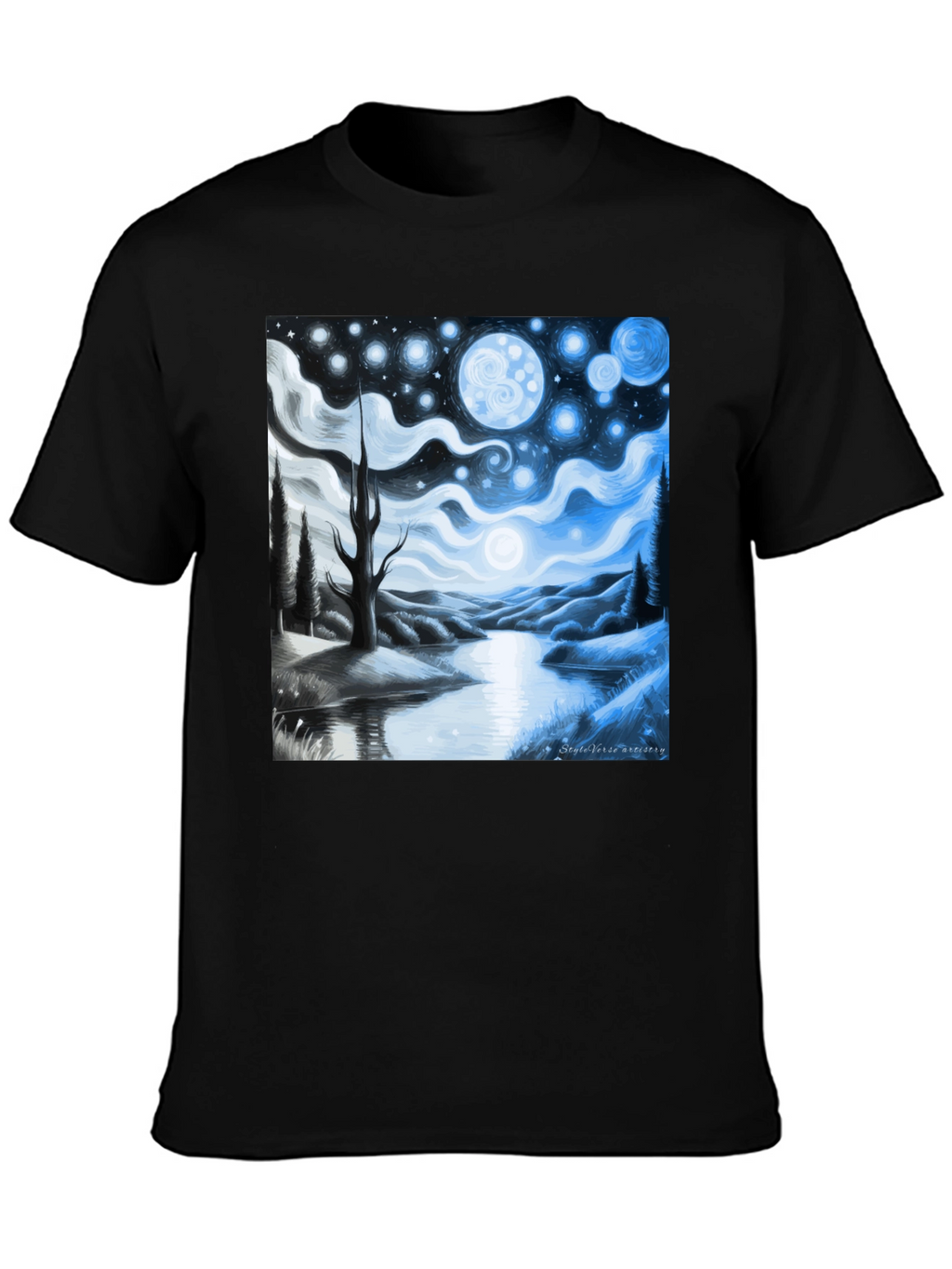Starry Night Landscape Graphic Tee
