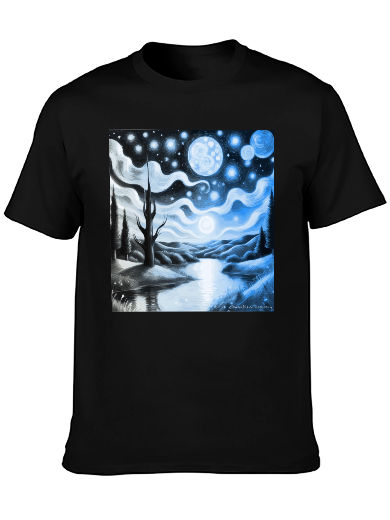 Starry Night Landscape Graphic Tee