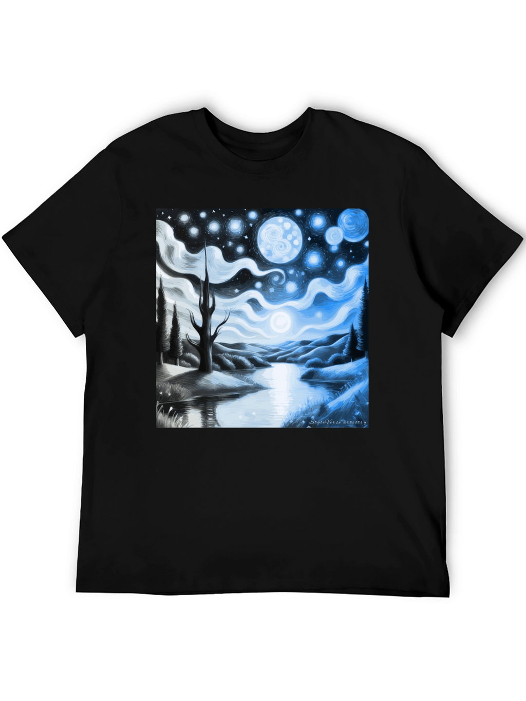 Starry Night Landscape Graphic Tee