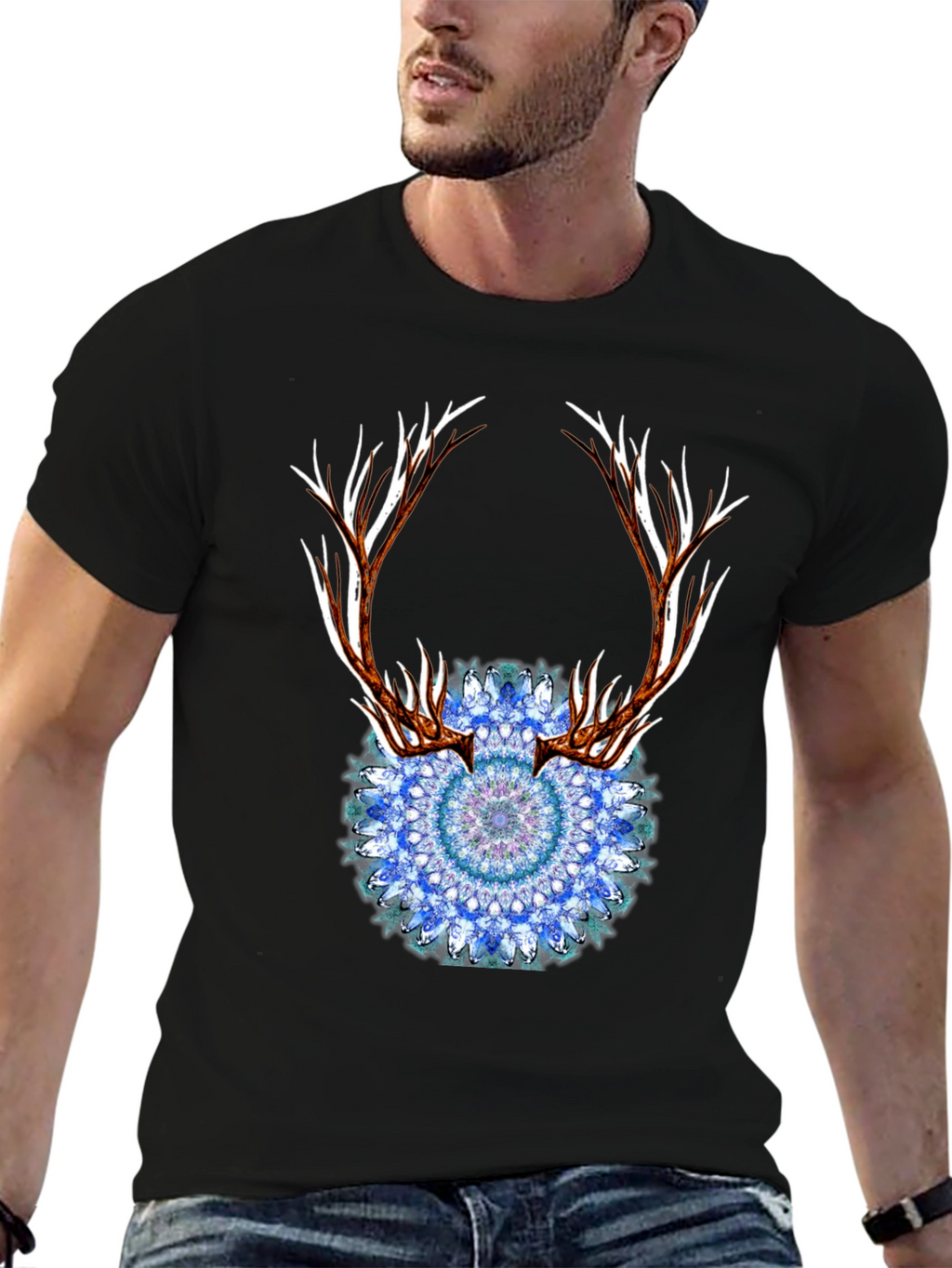Antler Mandala Black T-Shirt