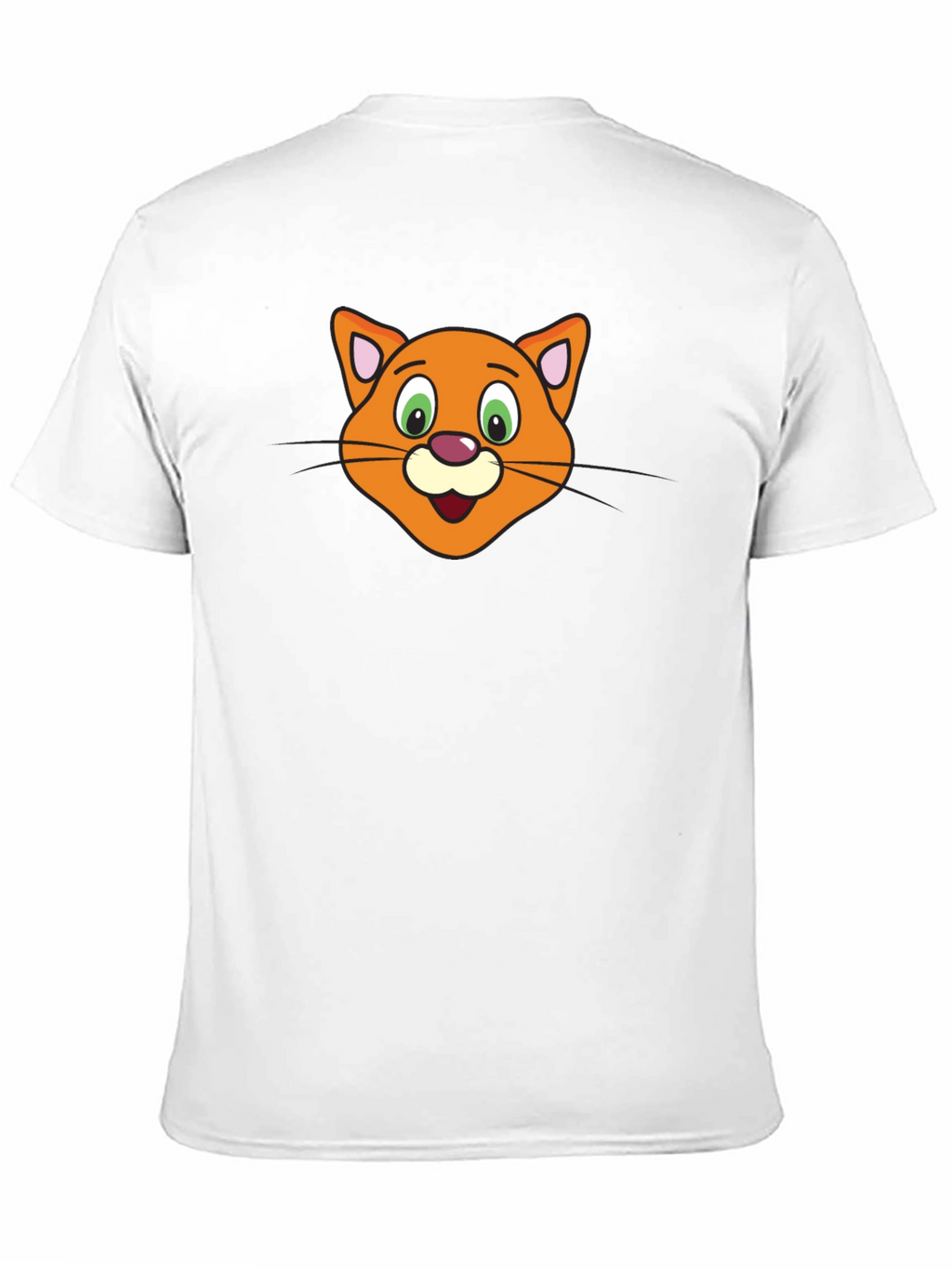 Cute Cartoon Cat Face Black T-Shirt