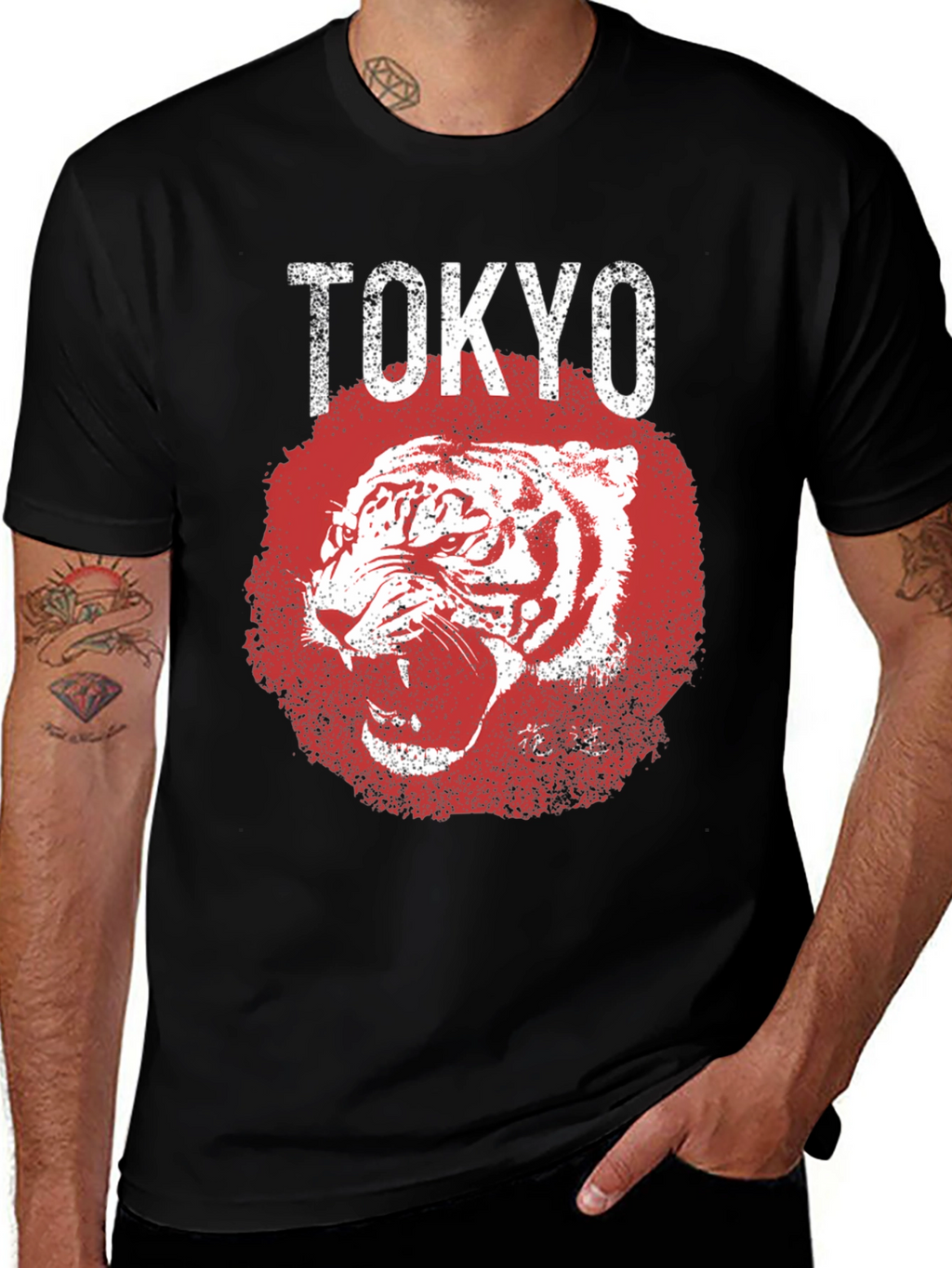 Tokyo Tiger Graphic Tee - Mens Black T-Shirt