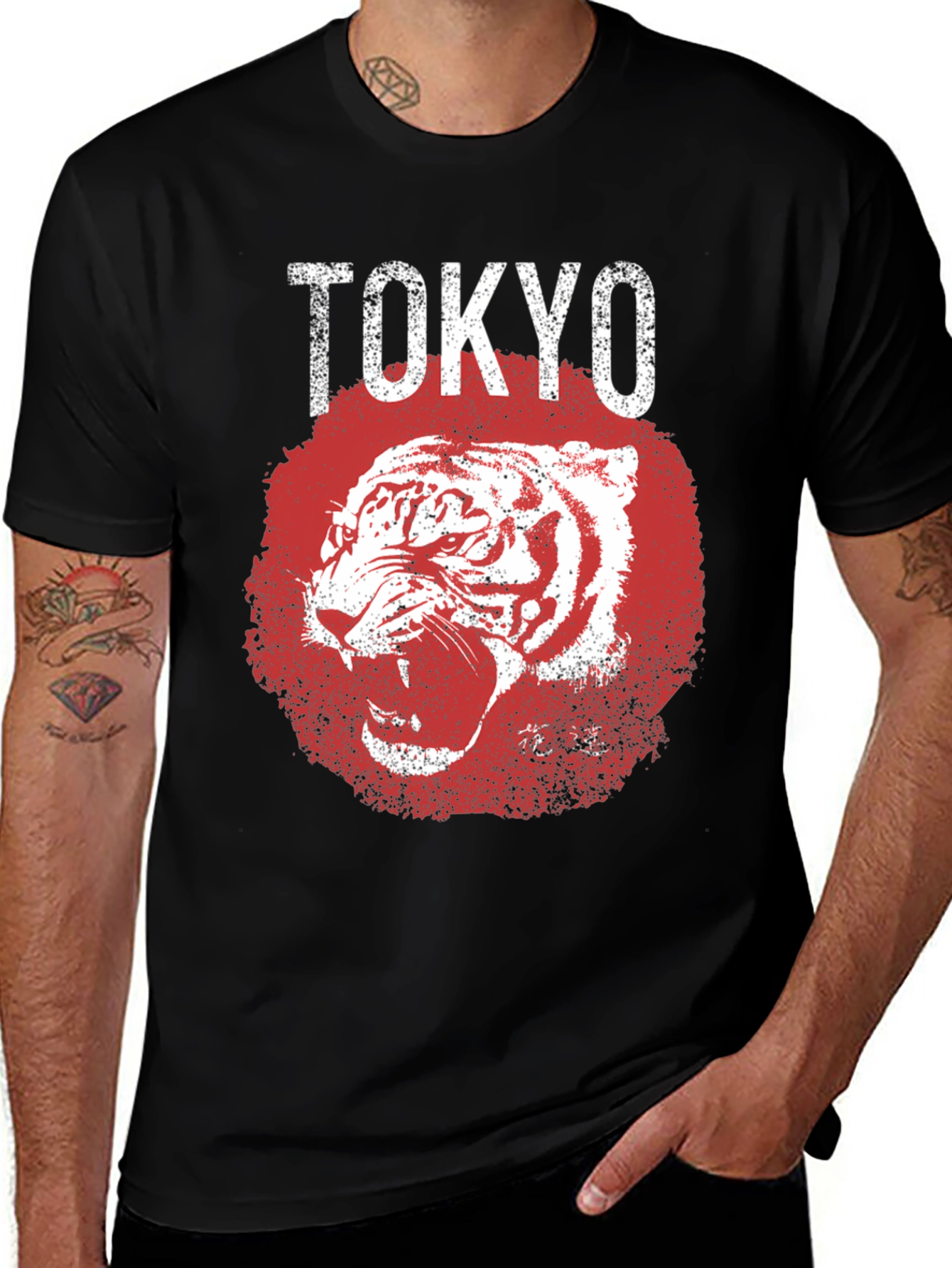 Tokyo Tiger Graphic Tee - Mens Black T-Shirt