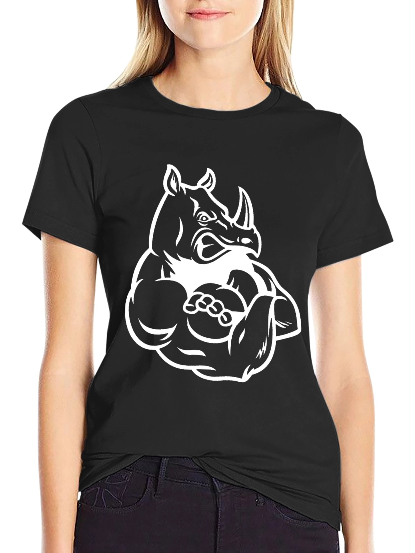 Rhino Gym Beast Black T-Shirt - Muscled Animal Tee