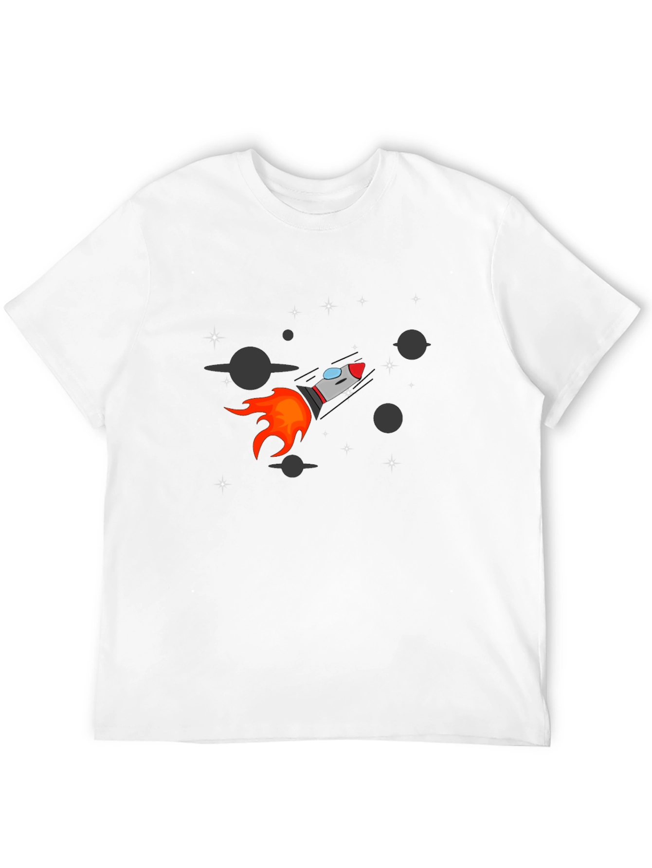 Rocket Graphic Black Tee - Space Adventure