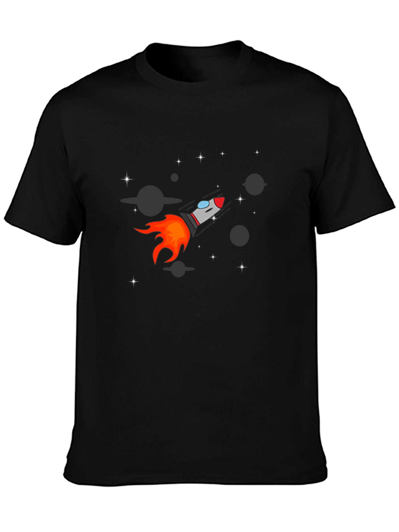 Rocket Graphic Black Tee - Space Adventure