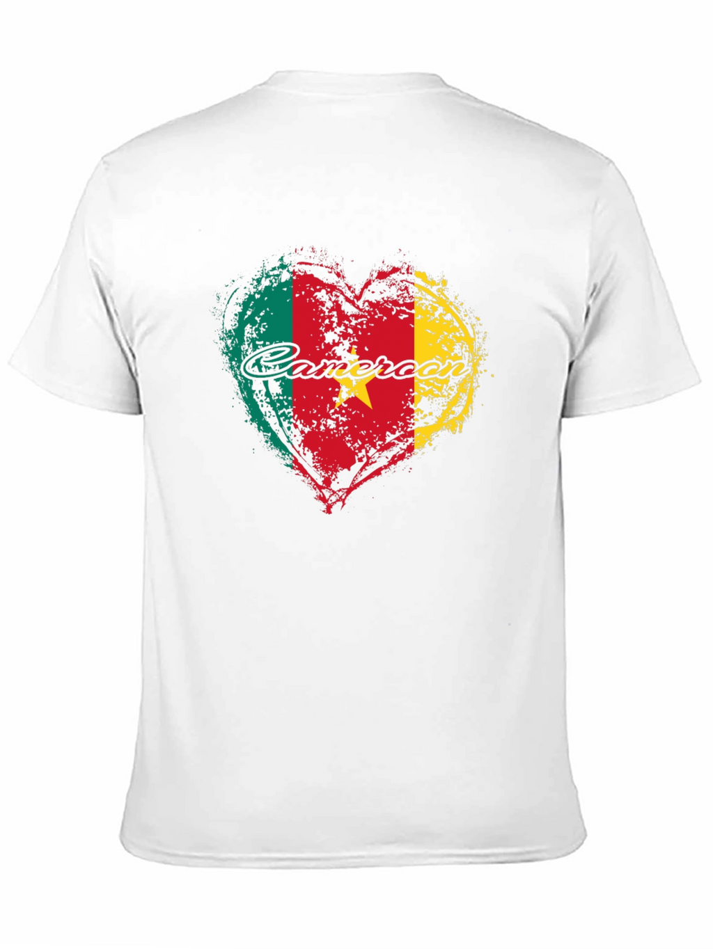 Cameroon Flag Heart T-Shirt - Black Crew Neck Tee