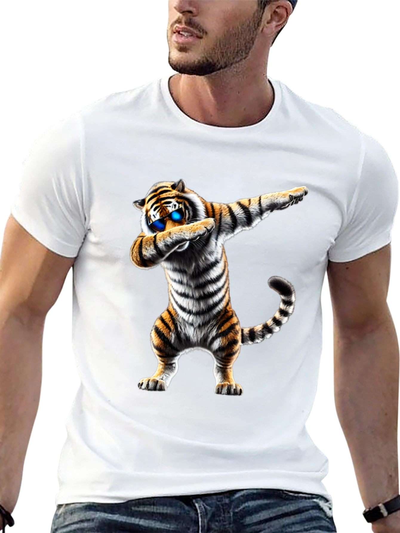 Dabbing Tiger Graphic Tee - Mens Black T-Shirt