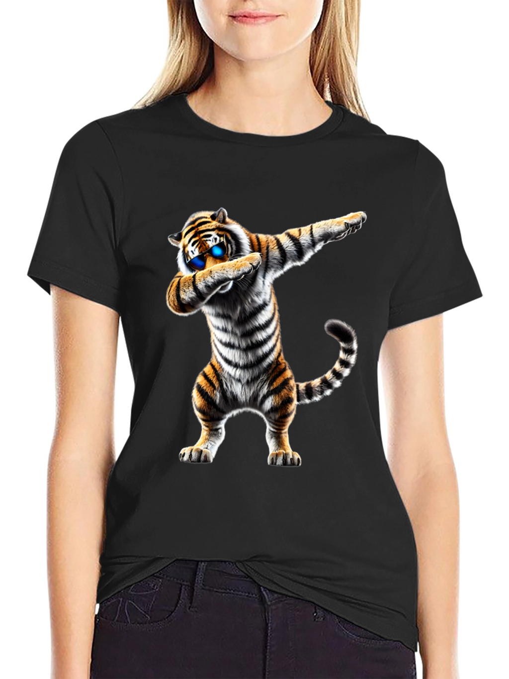 Dabbing Tiger Graphic Tee - Mens Black T-Shirt