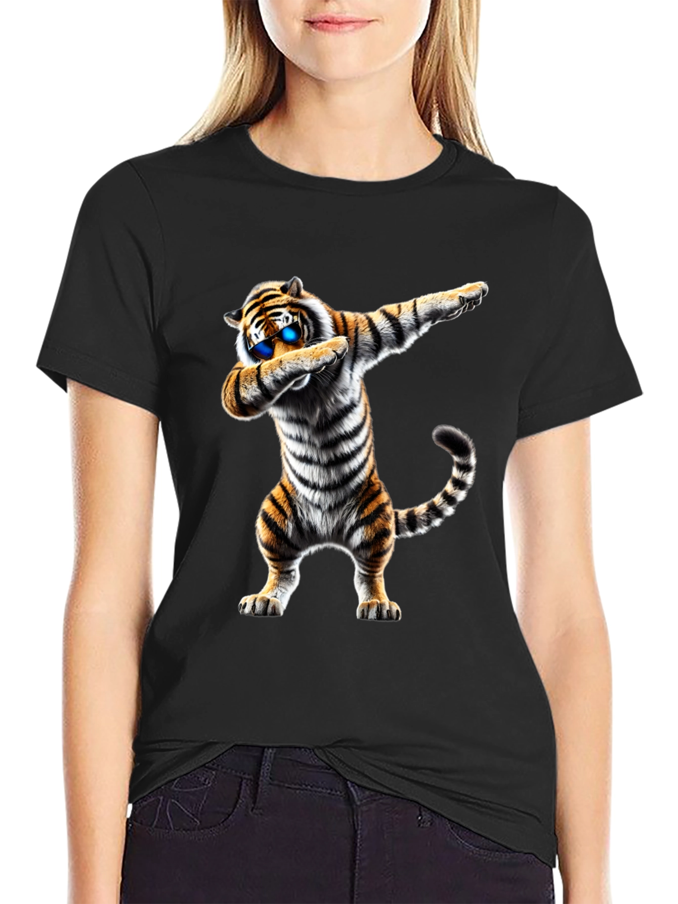 Dabbing Tiger Graphic Tee - Mens Black T-Shirt