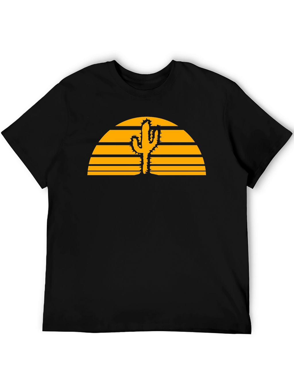 Desert Sunset Cactus Graphic Tee - Black