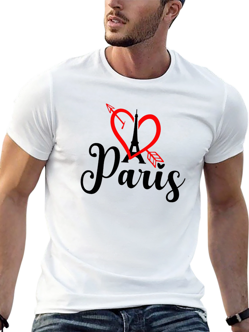 Paris Eiffel Tower Arrow Heart Graphic Tee