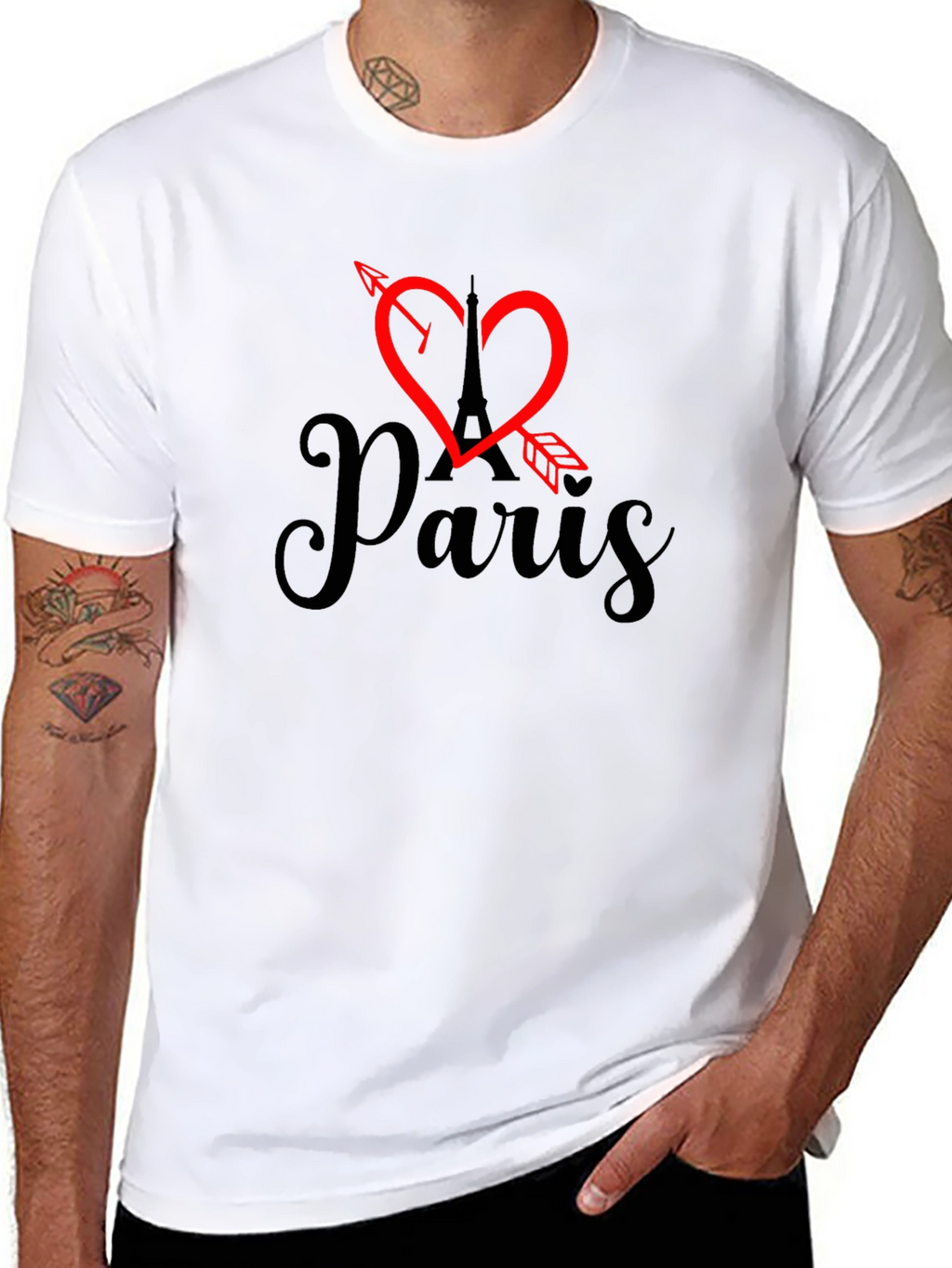 Paris Eiffel Tower Arrow Heart Graphic Tee