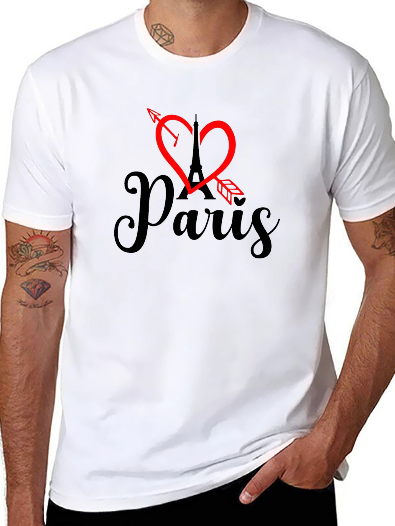 Paris Eiffel Tower Arrow Heart Graphic Tee