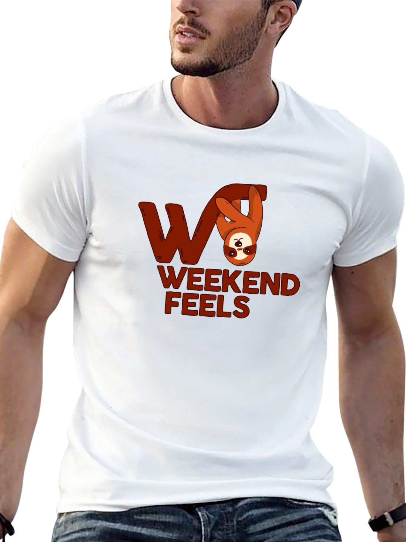 Weekend Feels Sloth Graphic Tee - Relaxed Comfort
