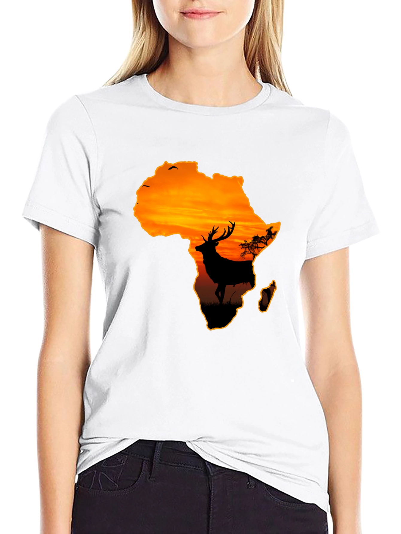 Africa Sunset Deer Graphic T-Shirt - Wildlife Tee