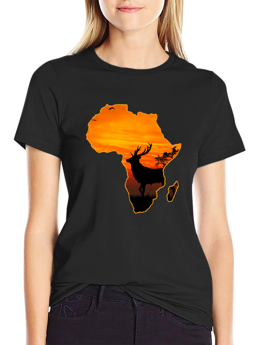 Africa Sunset Deer Graphic T-Shirt - Wildlife Tee