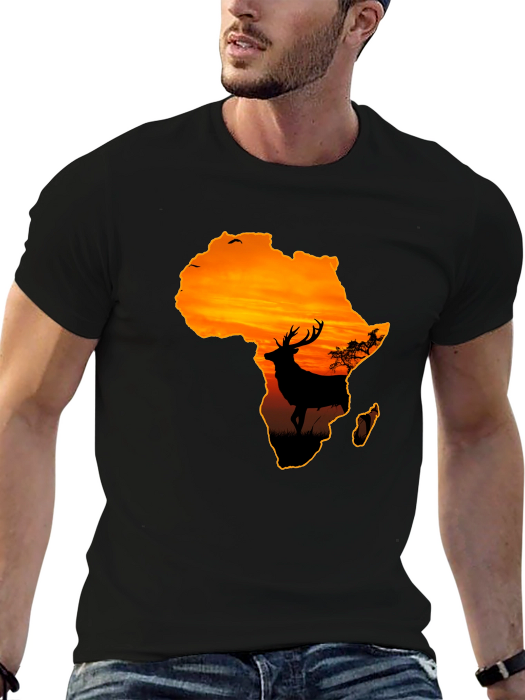 Africa Sunset Deer Graphic T-Shirt - Wildlife Tee
