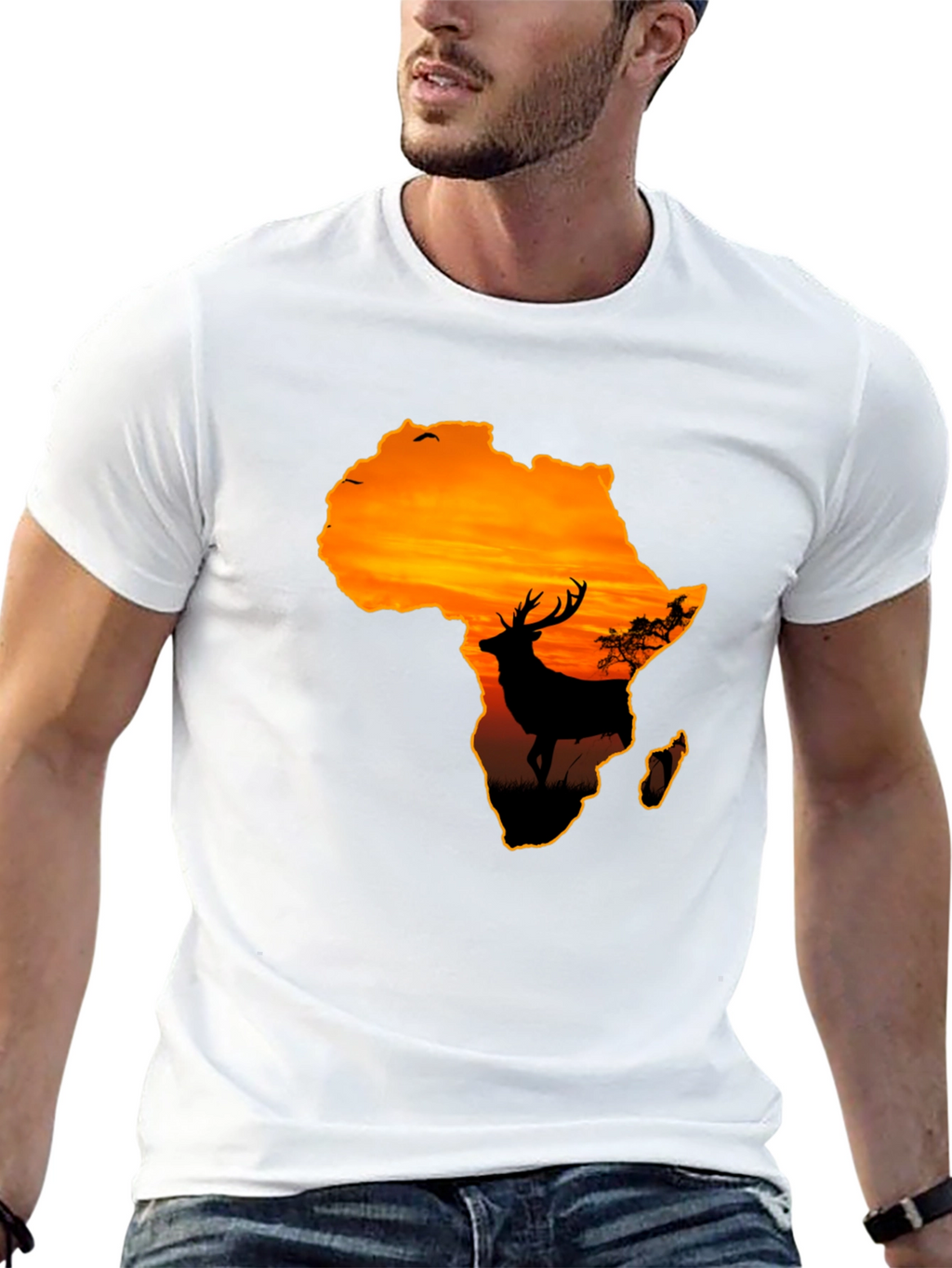 Africa Sunset Deer Graphic T-Shirt - Wildlife Tee