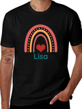 Personalized Lisa Rainbow Heart T-Shirt