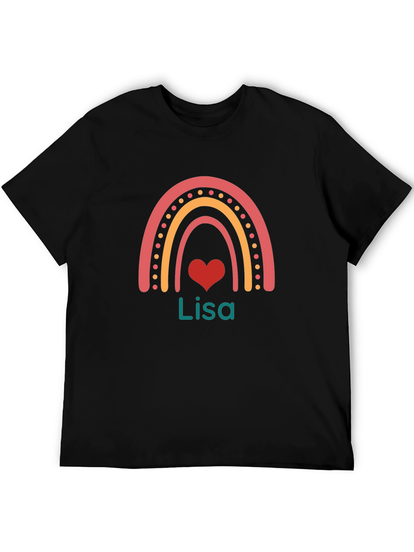 Personalized Lisa Rainbow Heart T-Shirt