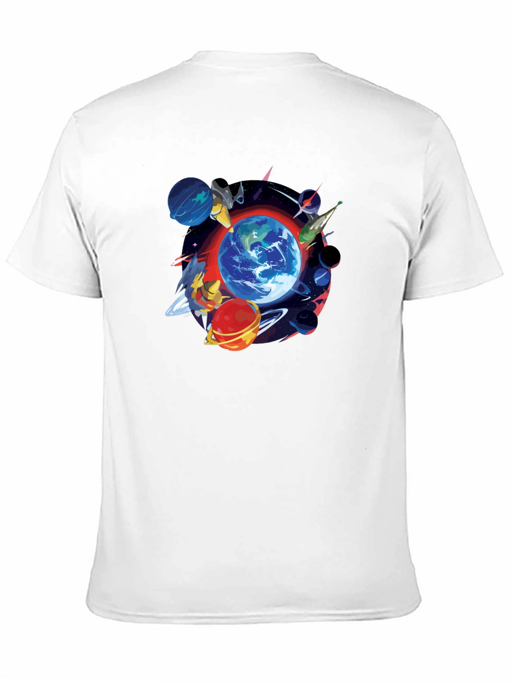 Planets Graphic Black T-Shirt - Mens Fashion