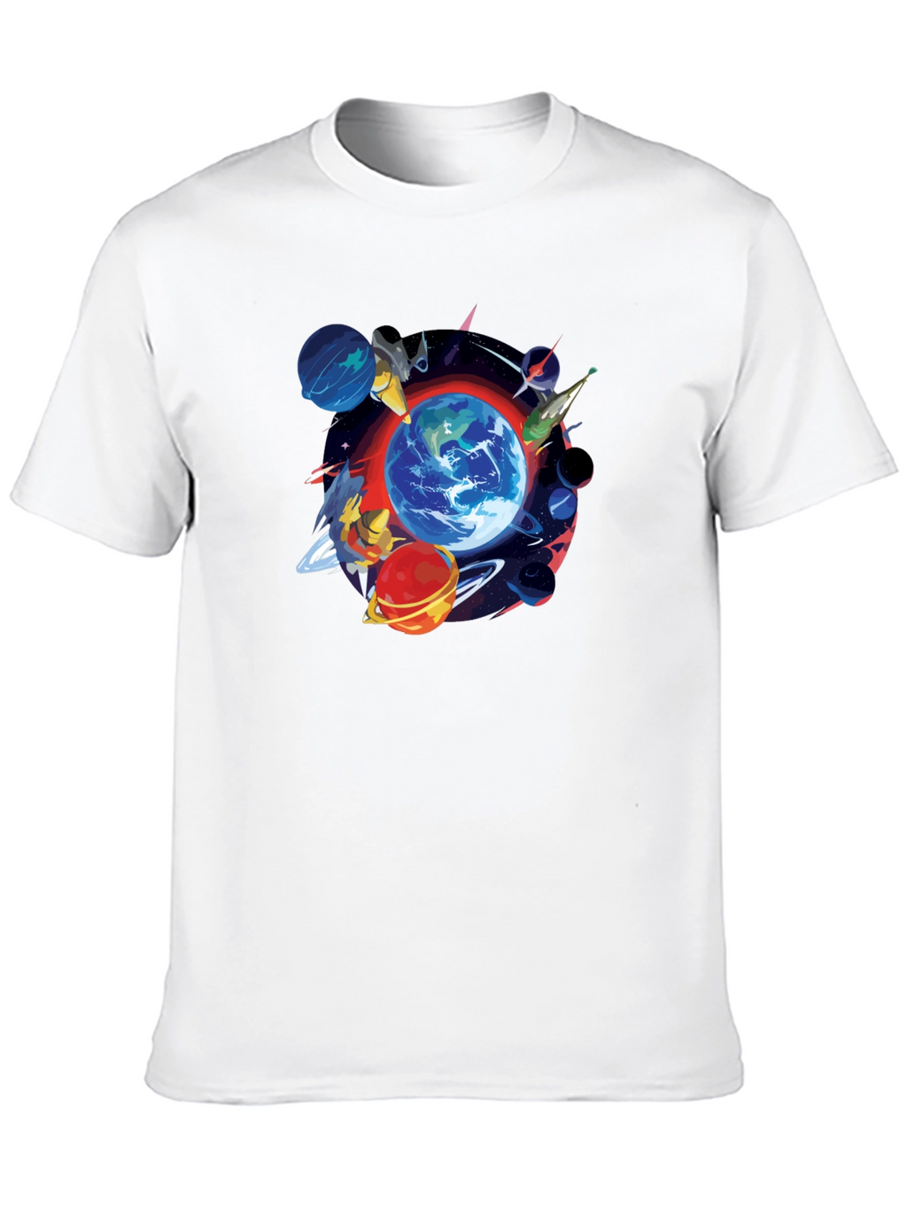 Planets Graphic Black T-Shirt - Mens Fashion