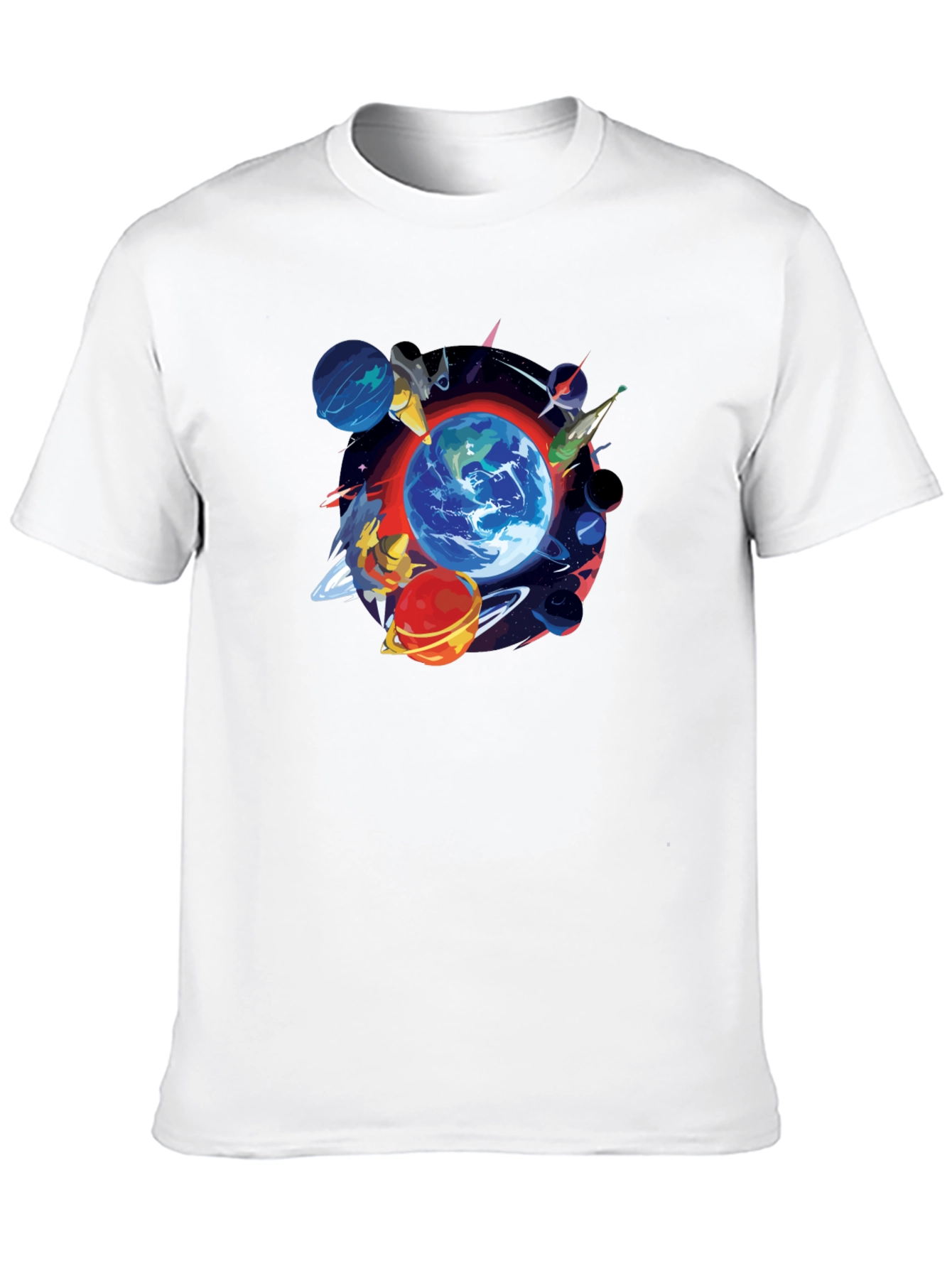 Planets Graphic Black T-Shirt - Mens Fashion