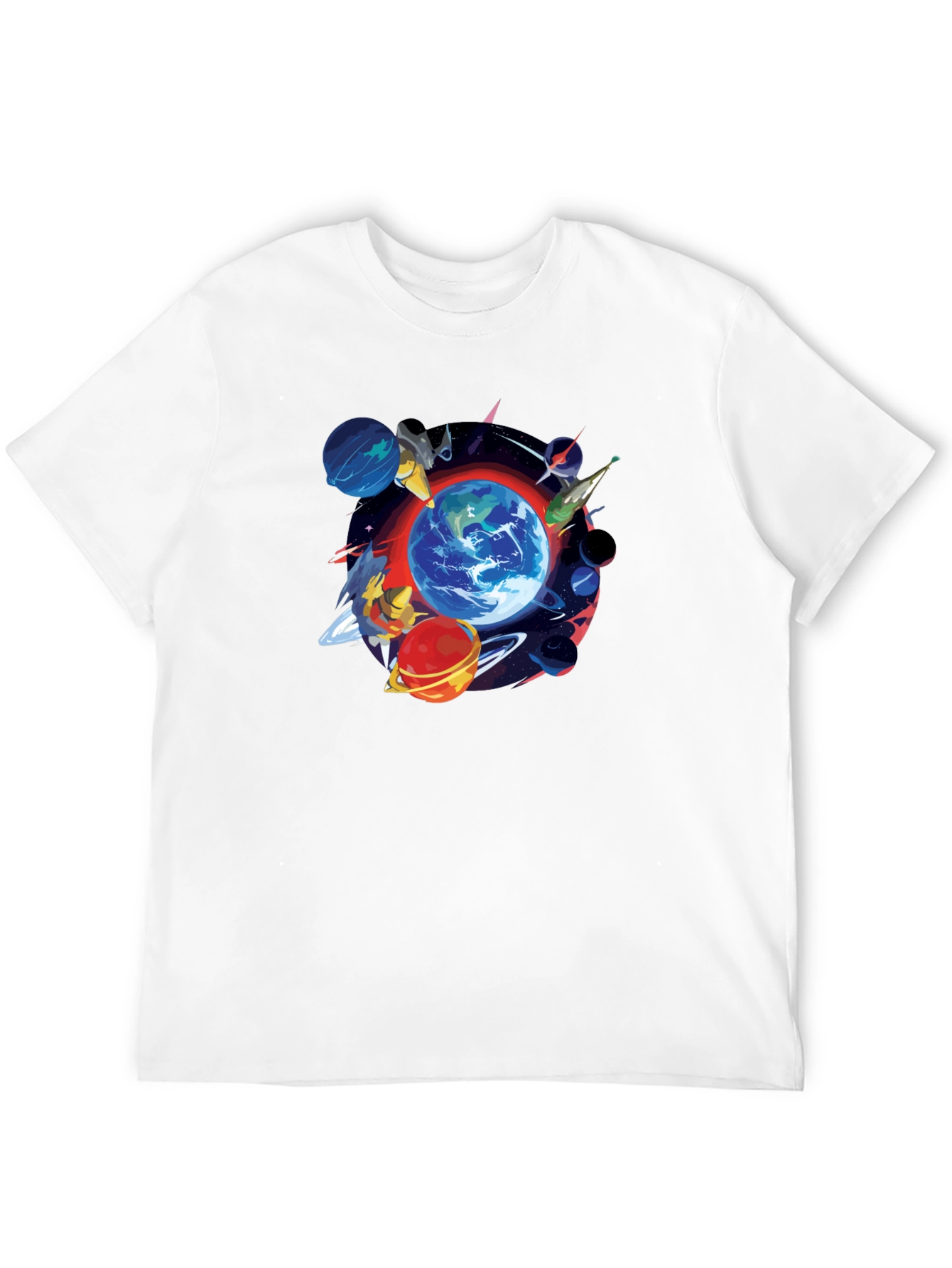 Planets Graphic Black T-Shirt - Mens Fashion