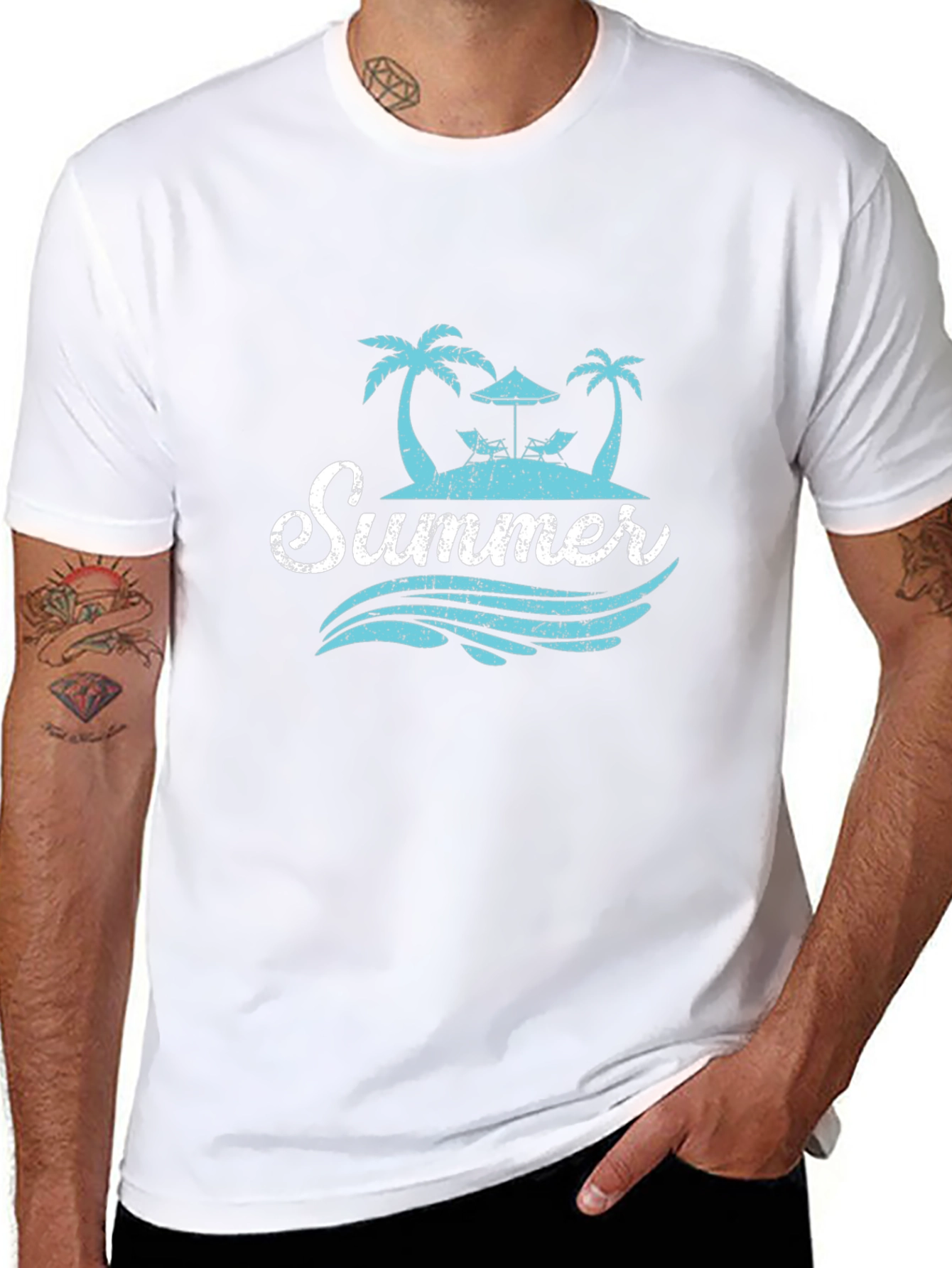 Summer Beach T-Shirt - Palm Tree Island Graphic Tee
