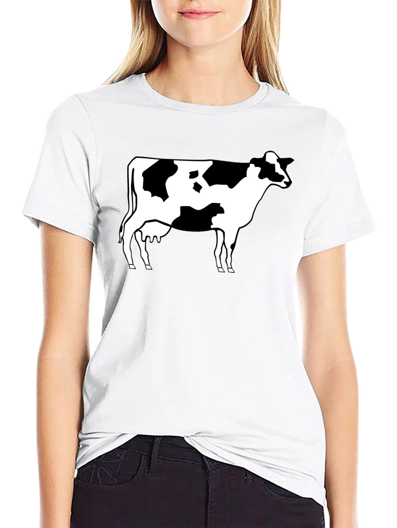Cow Print Black T-Shirt - Classic Animal Graphic Tee
