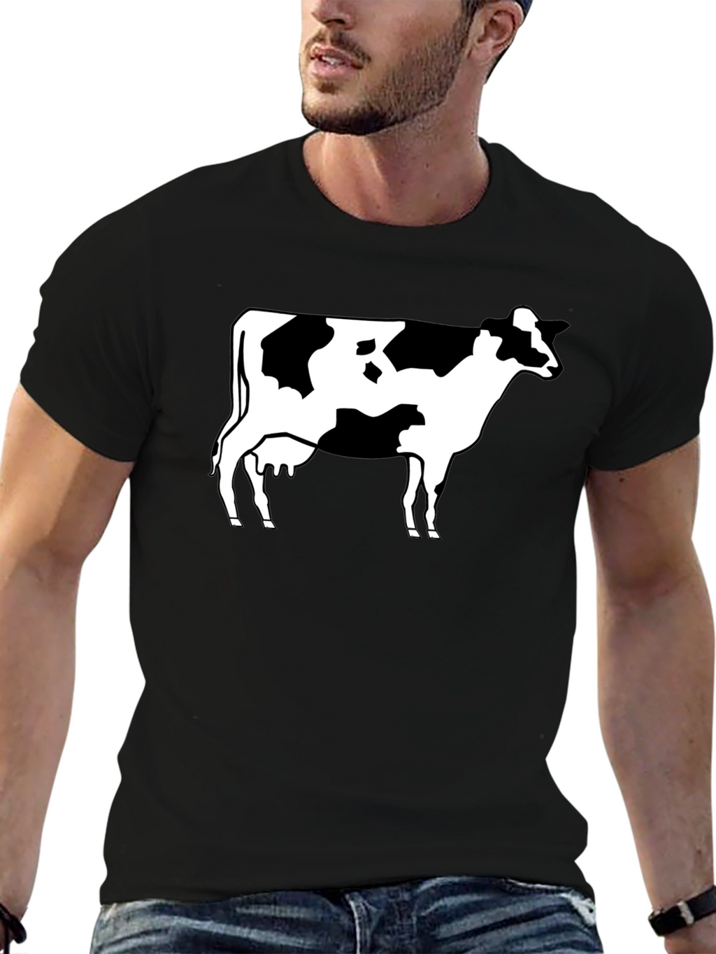 Cow Print Black T-Shirt - Classic Animal Graphic Tee