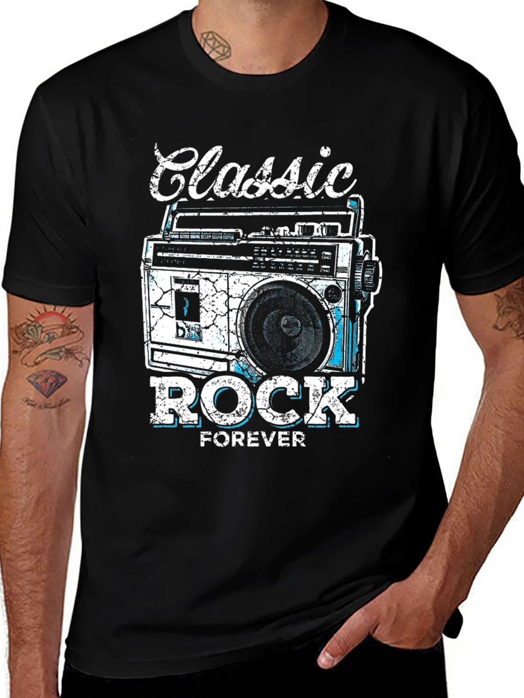 Classic Rock Forever Tee - Retro Boombox Graphic
