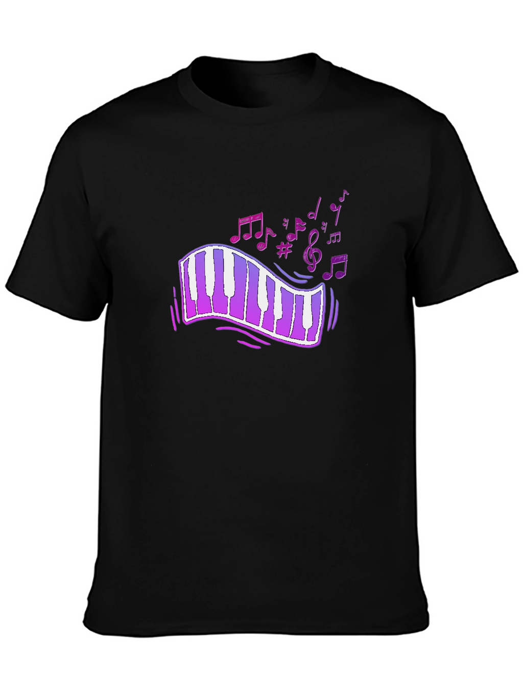 Musical Notes Piano Keyboard Graphic T-Shirt
