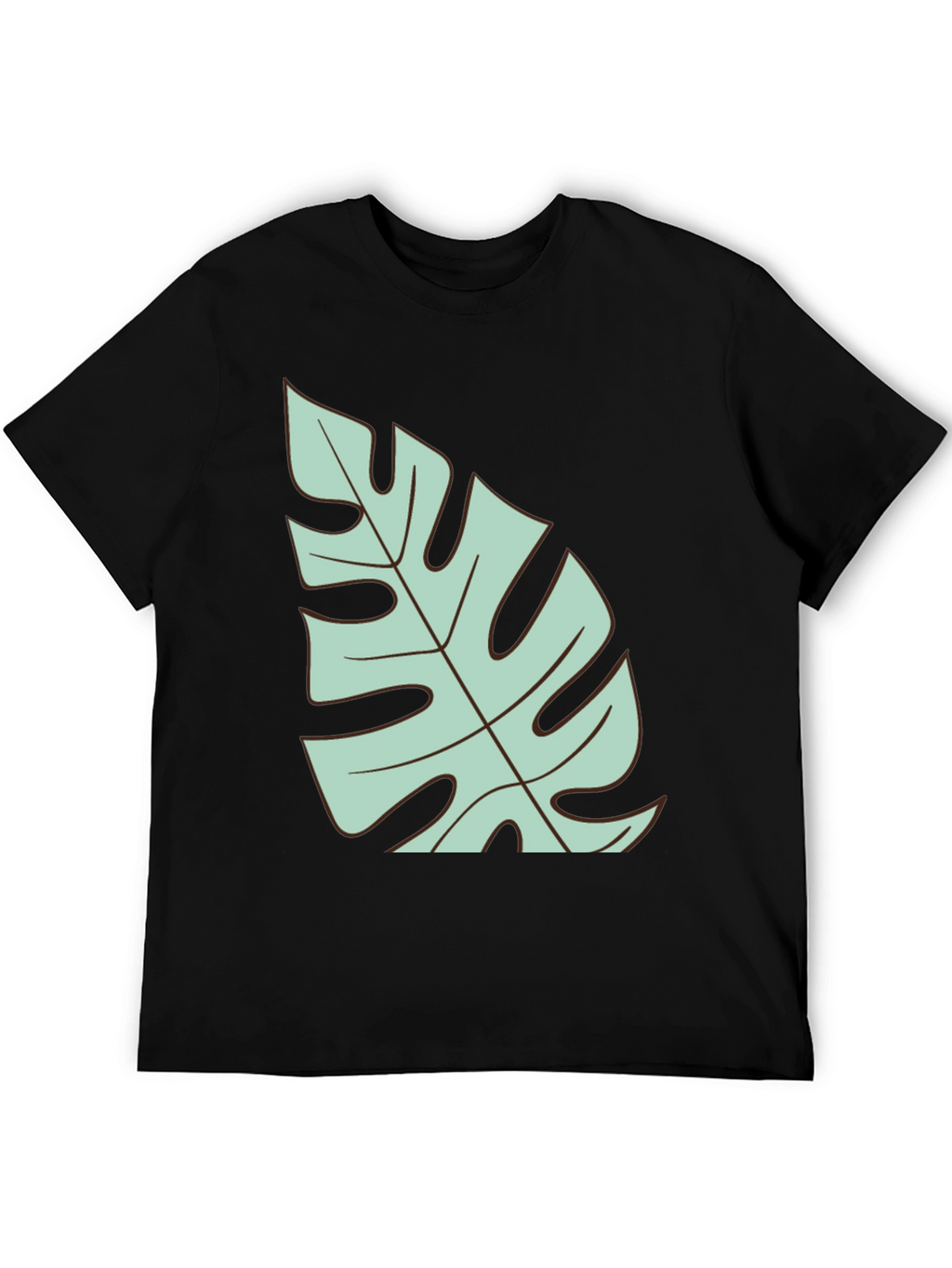 Tropical Monstera Leaf Graphic T-Shirt - Black