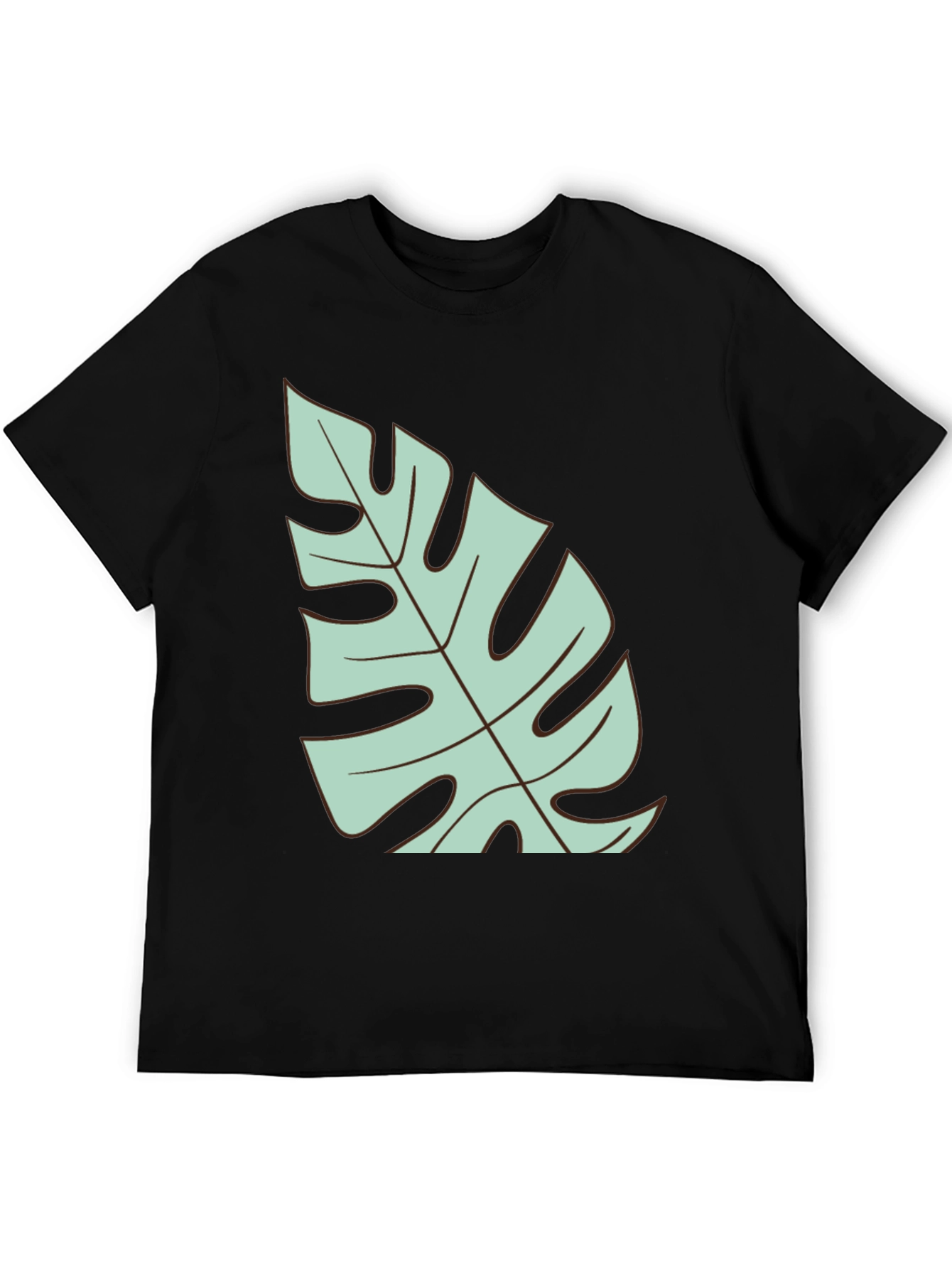 Tropical Monstera Leaf Graphic T-Shirt - Black