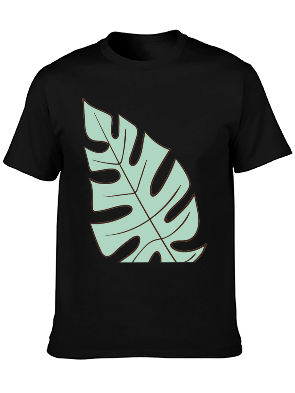 Tropical Monstera Leaf Graphic T-Shirt - Black