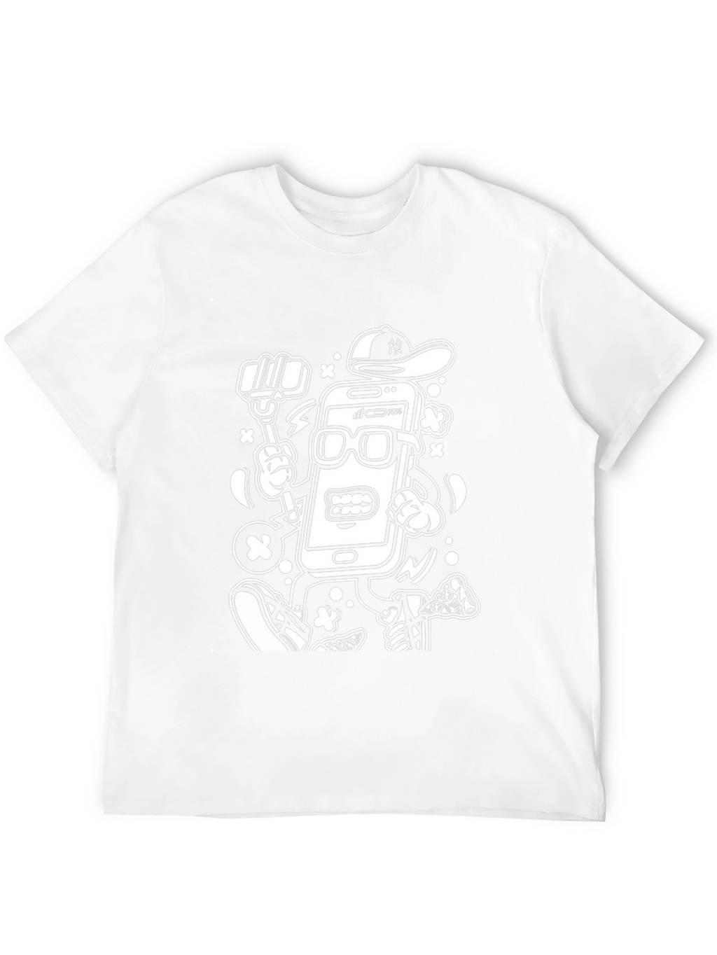 Cartoon Phone Graphic Black T-Shirt