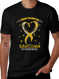 Sarcoma Awareness T-Shirt - Yellow Ribbon Heart Design