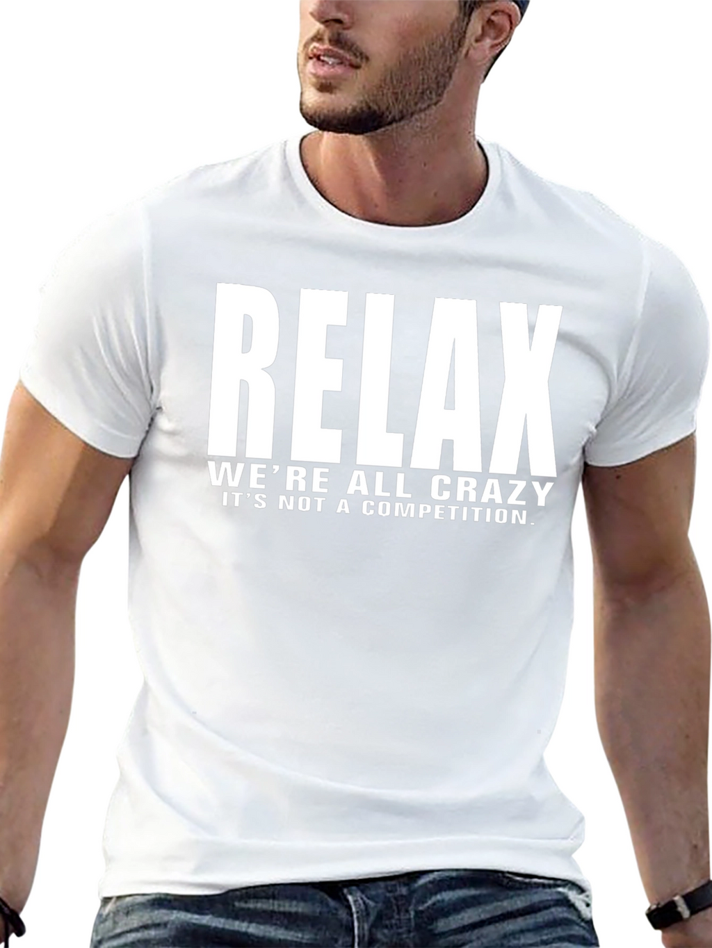 Relax Crazy Quote Black T-Shirt