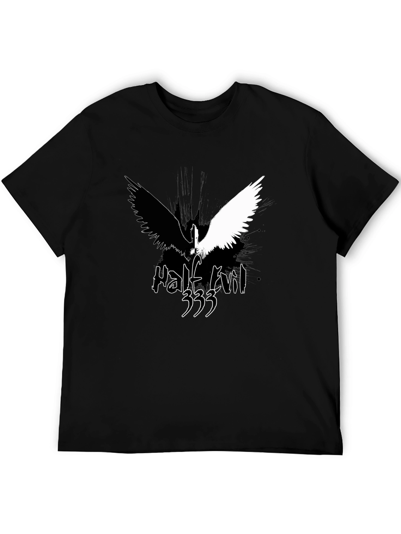 Half Evil Angel Wings Black T-Shirt