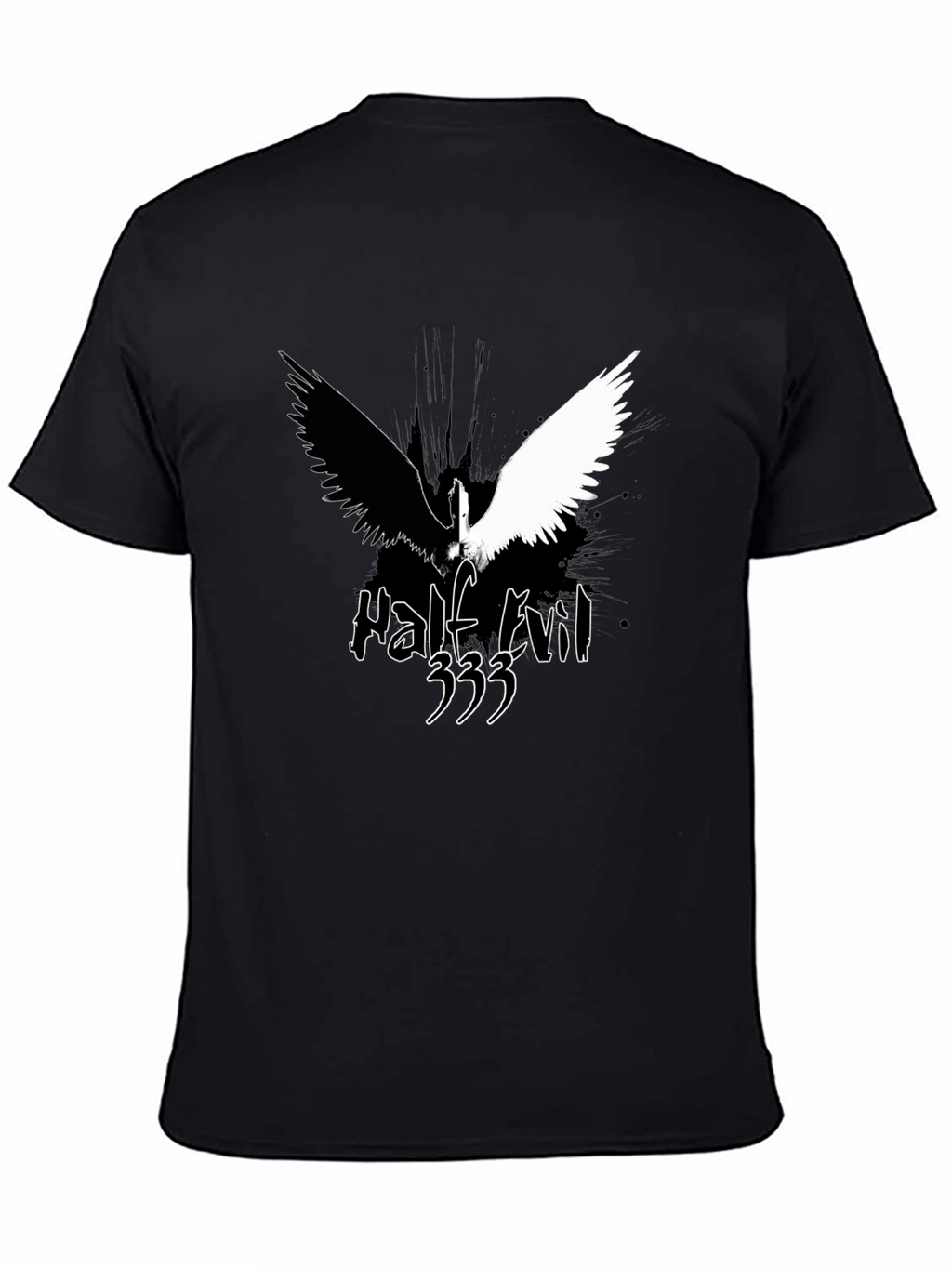 Half Evil Angel Wings Black T-Shirt