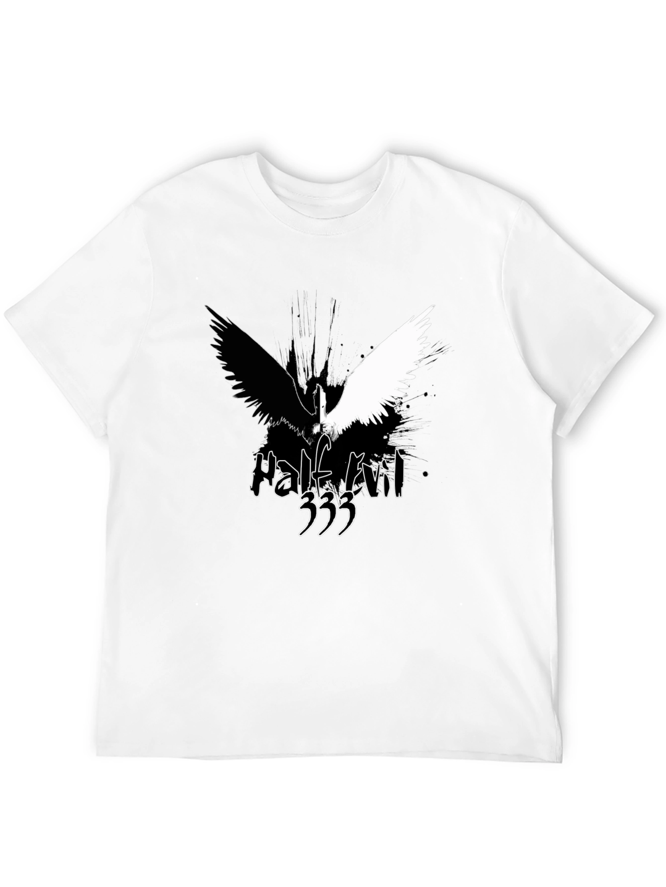 Half Evil Angel Wings Black T-Shirt