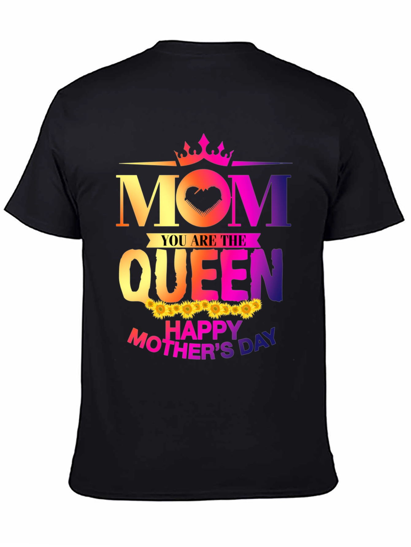 Mom Queen Happy Mothers Day Black T-Shirt