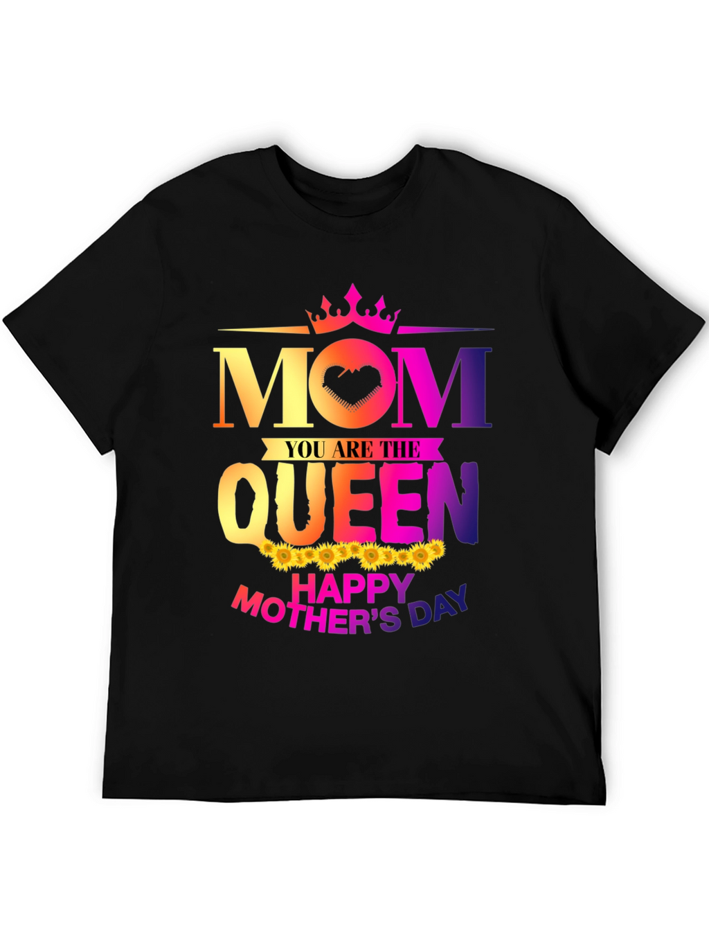 Mom Queen Happy Mothers Day Black T-Shirt