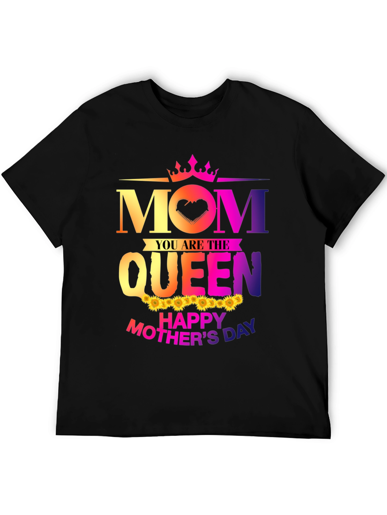 Mom Queen Happy Mothers Day Black T-Shirt