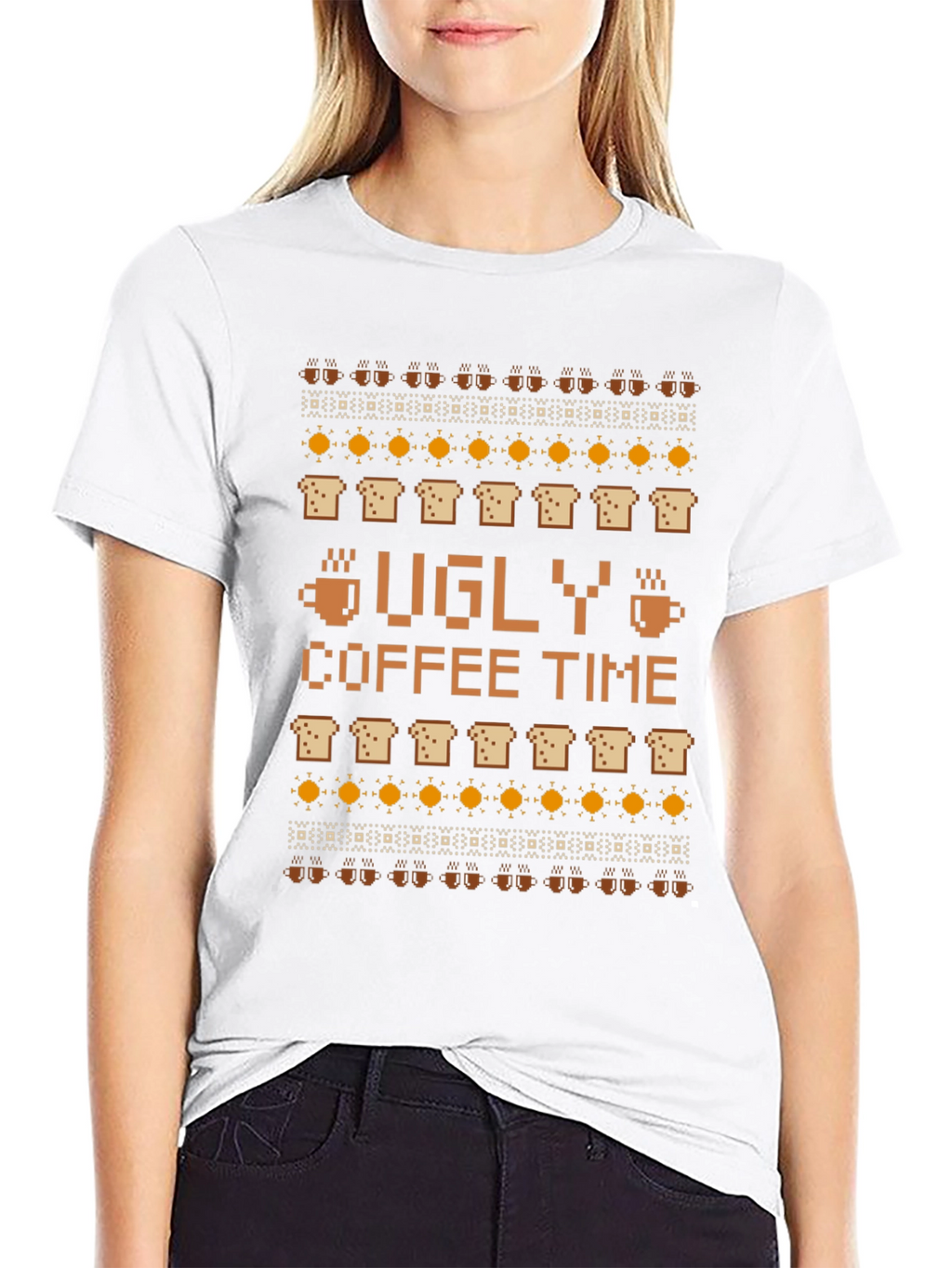 Ugly Coffee Time Pixel Art T-Shirt