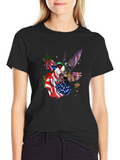 Hummingbird American Flag Floral T-Shirt