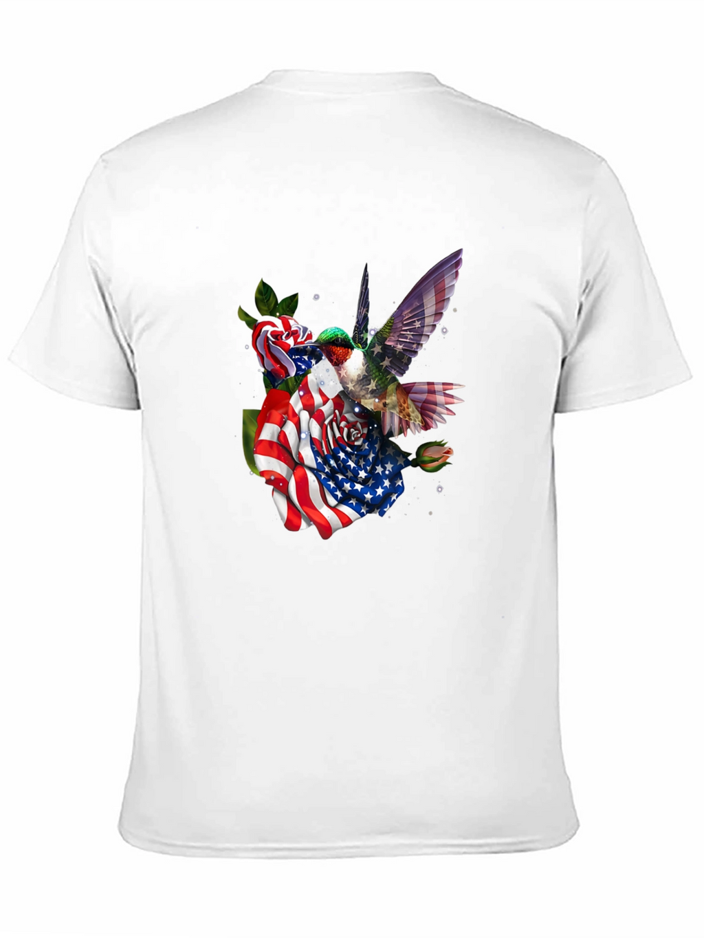 Hummingbird American Flag Floral T-Shirt