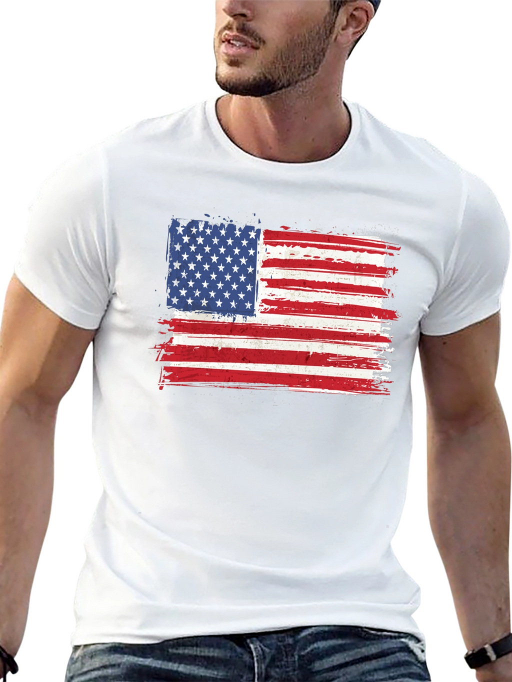 American Flag Graphic Tee - Distressed Patriotic Shirt